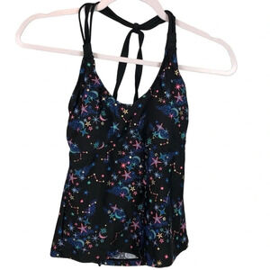 Arizona Jean Co NWT Stars & Moon Print Allover Swimsuit Top